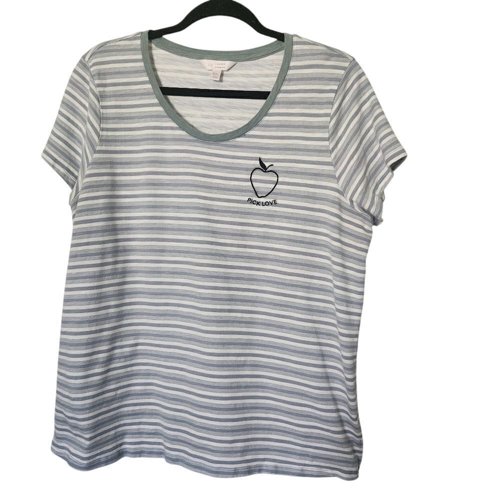 LC Lauren Conrad Womens Striped Round Neck T-Shirt Organic Cotton Size XXL